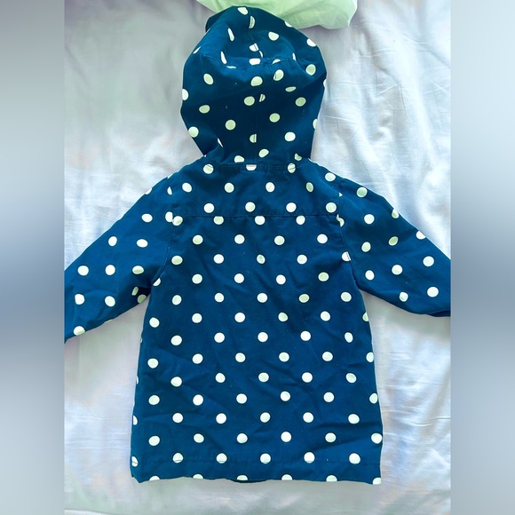 Old Navy Toddler Navy Polka Dot Hooded Cotton Button Front Jacket Pink Lining 4T - Picture 9 of 9